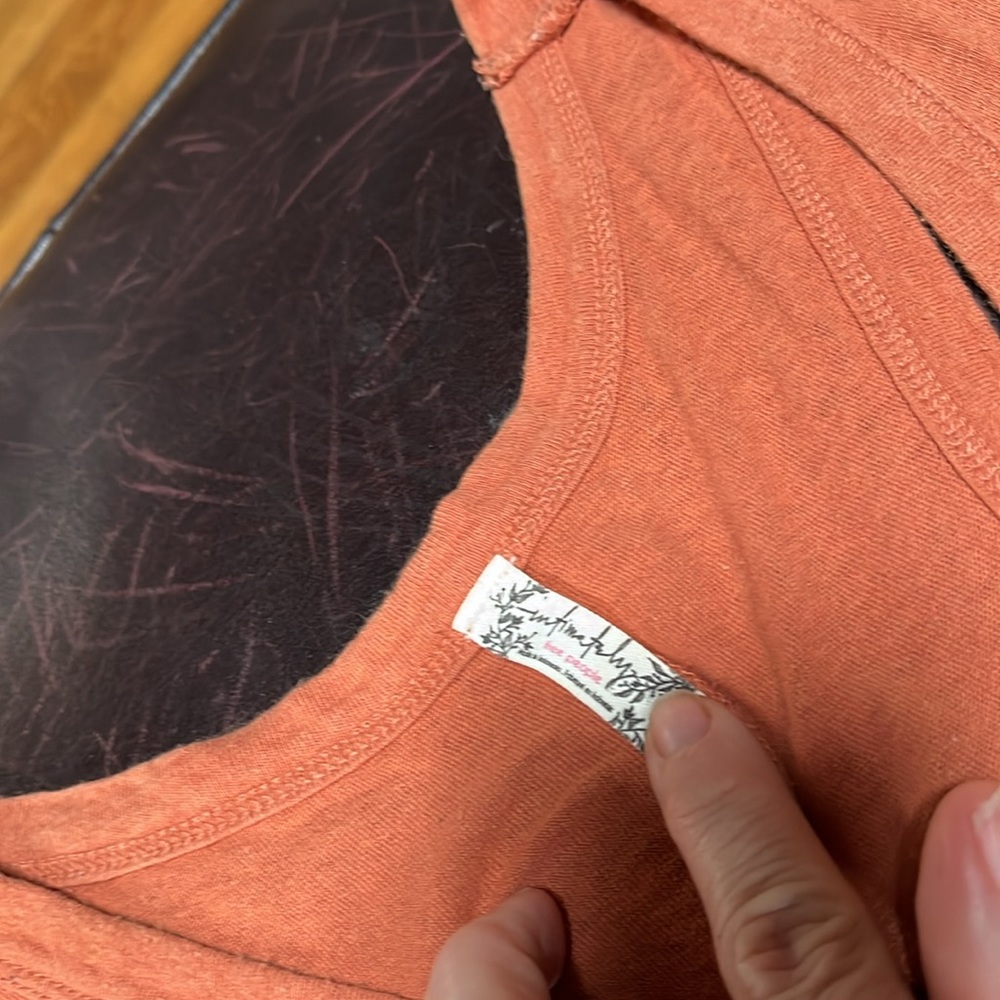 Free People orange tank top. Used good condition. Armpit to armpit 13” L 18” Med - Picture 2 of 2